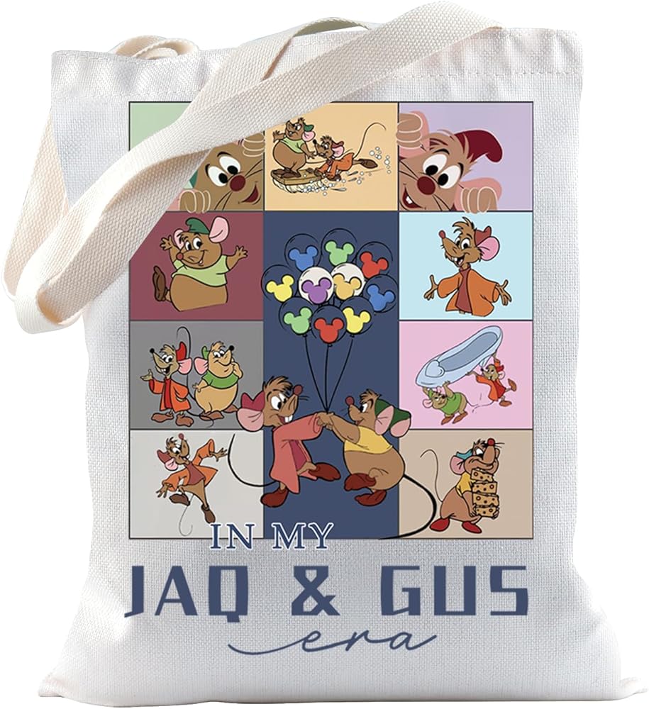TSOTMO Princess Movie Merch Gift Mouse JAQ & GUS Tote Bag Princess WDW Trip Gift GUSGUS Gift Jaq n Gus Gus Fans Gift