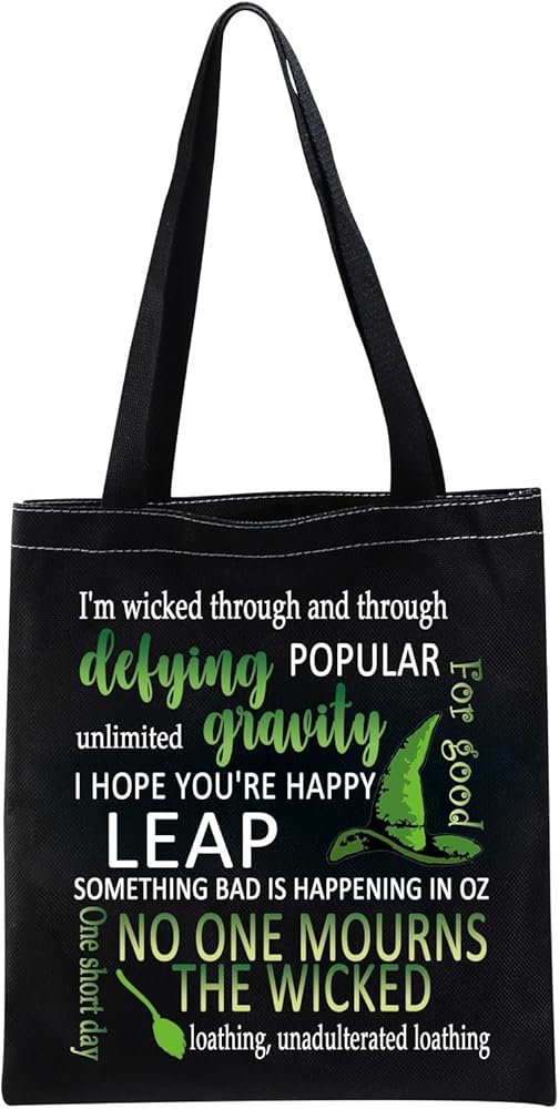 LEVLO Wickehd Broadway Musical Gift Canvas Tote Bag Elphaba And Fiyero Fans Gift Tote Bag Wickd Musical Theatre Fan Gift