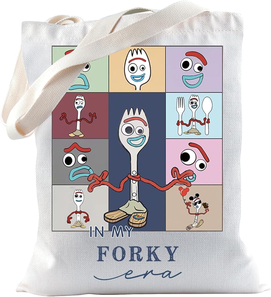 TSOTMO Toy Movie Merch Gift Cartoon Forky Tote Bag WDW Gift For Cartoon Fans Forky Era Tour Gift For Toy Lovers