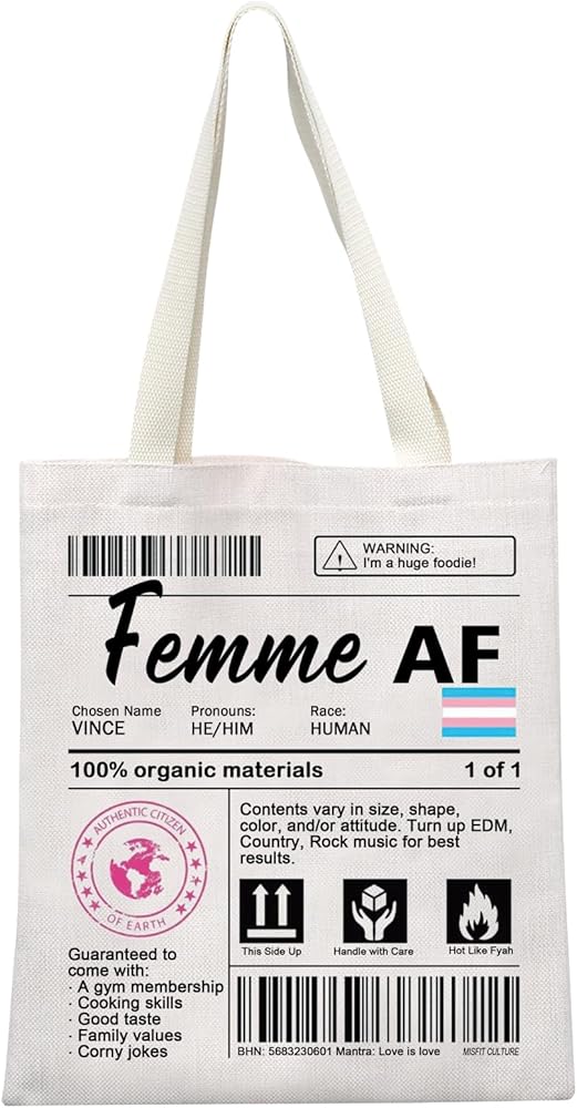 Trans Pride LGBTQ Gift Humorous Transgender Tote Bag for Transgender Pansexual Asexual Transgender Support Gift