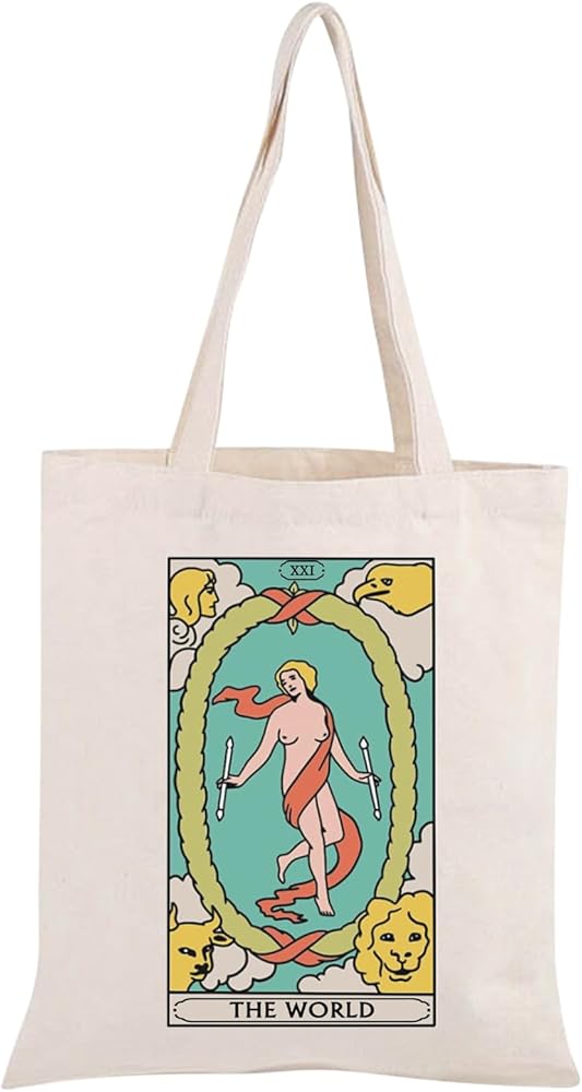 Tarot Card Canvas Tote Bag Mysticism Gifts Tarot Card Reader Shoulder Bag Spiritual Gift For Women