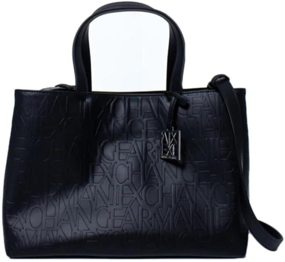 A｜X ARMANI EXCHANGE Medium Logo All Over Debossed Open Shopping Bag