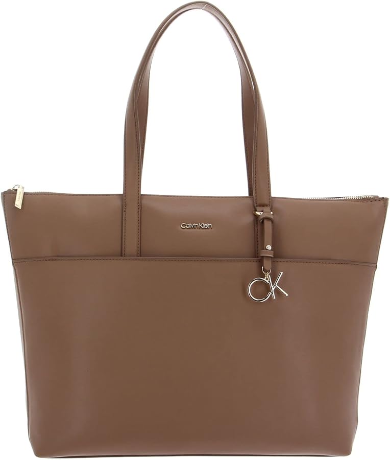 Calvin Klein Beige Zip Closure Chic Shoulder Women's Bag