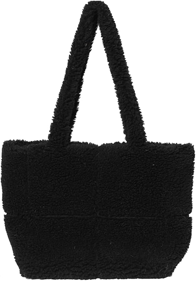 Lamb Wool Handbag for Women Soft Plush Shoulder Bag Fluffy Tote Bag Furry Top Handle Bag Cute Fuzzy Hobo Bag