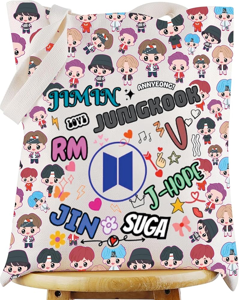 WZMPA K-pop Army Tote Bag Korean Army Fans Gifts K-Pop Boygroup Shoulder Bag Korean Group Member Merchandise