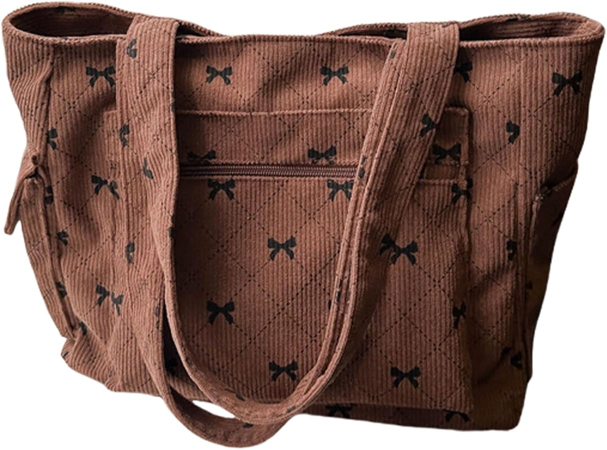 Fashionable Corduroy Top Handle Bag Large Capacity Single Shoulder Bags Casual Handbag with Spacious Interior for