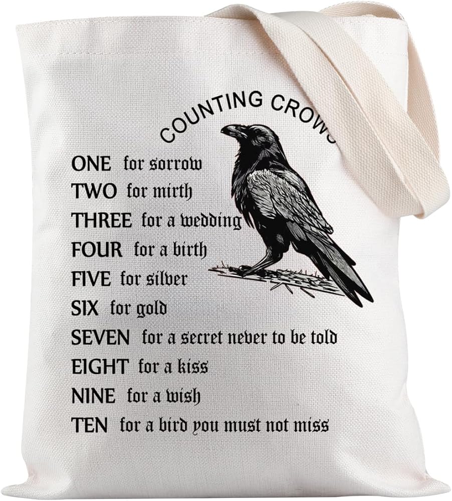 PYOUL Crow Theme Tote Bag Counting Crows Shopping Bag Crow Lovers Gift Bird Lovers Gift Raven Lovers Gift