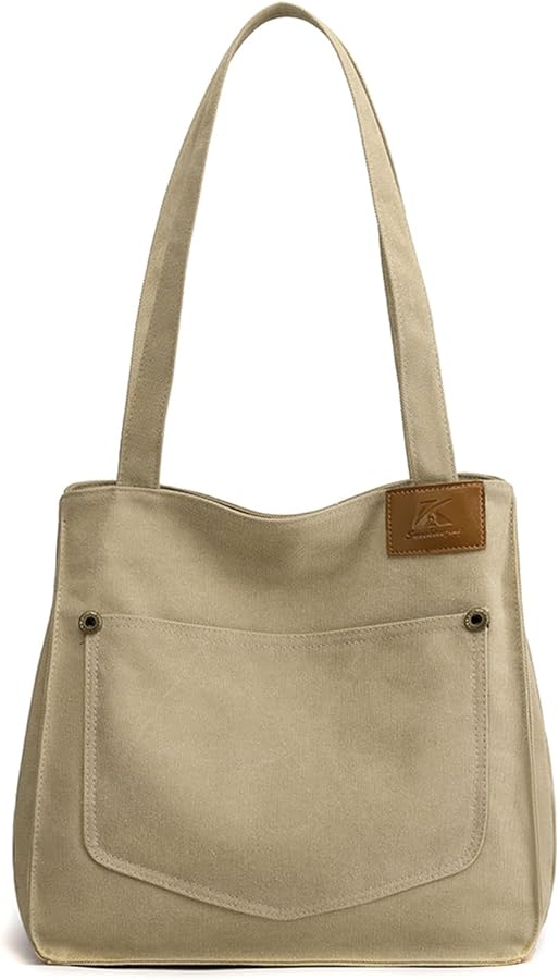 PORRASSO Canvas Shoulder Bag Women Tote Bag Retro Handbag Ladies Top-Handle Bags