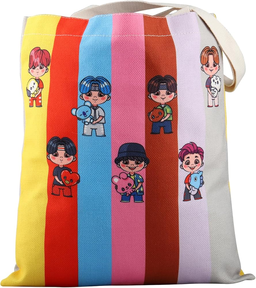 K-Pop Group Army Tote Bag K-Pop Band Fans Gifts K-Pop Music Shoulder Bag Kpop Army Canvas Bag Kpop Group Merchandise