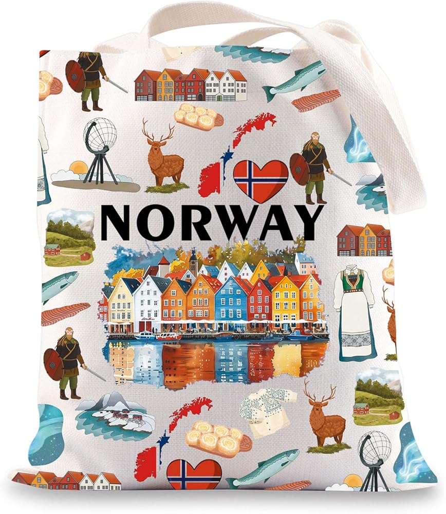 Norway Tote Bag Norway Trip Gift Norway Vacation Gifts Norway Shoulder Bag Norwegian Gift Norway Travel Bag