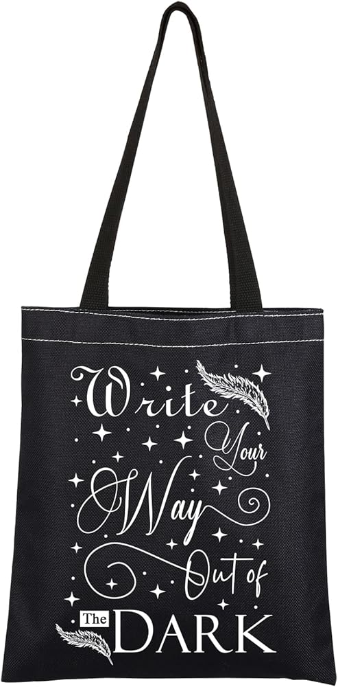 AKTAP Writer Gifts Write Your Way Out of The Dark Tote Bag Writing Inspirational Gift for Author Novelist Teacher Editor Tote