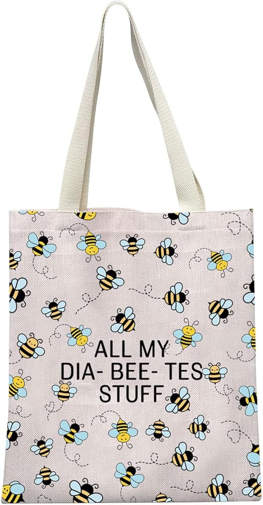 LEVLO Bee Diabetes Bag Type 1 Type 2 Diabetic Medical Bag Supply Storage Diabetes Organization All My Diabeetes Stuff Diabetic Tote Bag