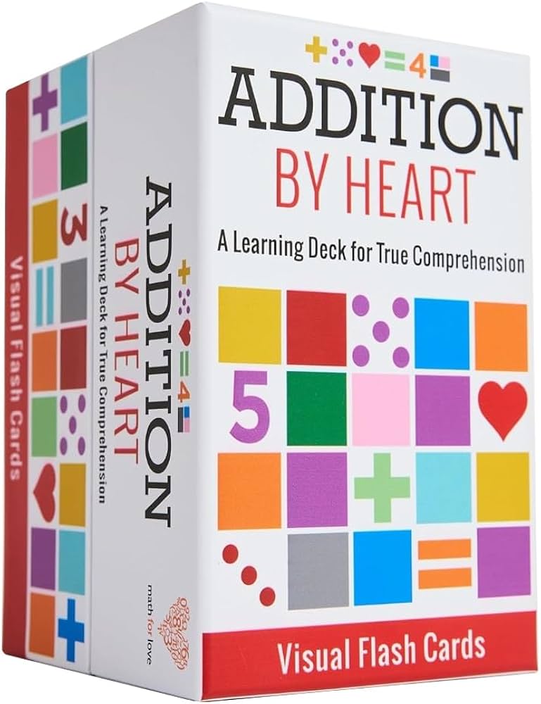 Addition by Heart Visual Flash Cards - a Colorful Learning Deck for True Comprehension of Addition Math Facts