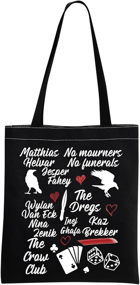 Six of Crows Tote Bag The Crow Club Tote Grishaverse Tote Six of Crows Merch for Bookish, Matt-hel Black