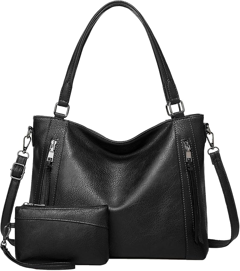 Long Keeper Vegan Leather Tote Handbags Women Large Capacity Hobo Shoulder Bag Crossbody Satchel Bags with Small Purse
