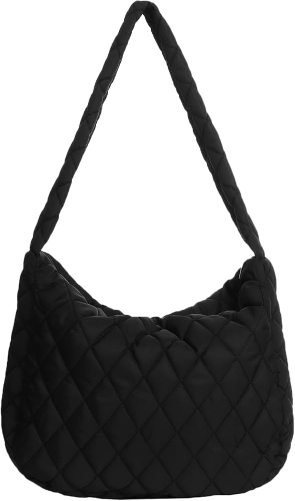 Ovida Women Large Puffy Tote Bag Quilted Down Cotton Padding Shoulder Bag Winter Warm Lightweight Handbag with Zip