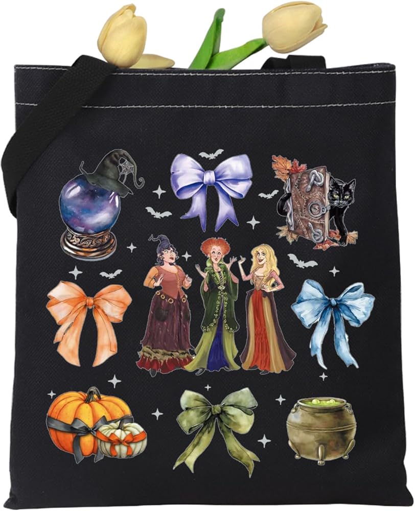 KUIYAI Sanderson Sisters Gift, Halloween Theme Tote Bag for Halloween Party, Horror Movie Lover Gift