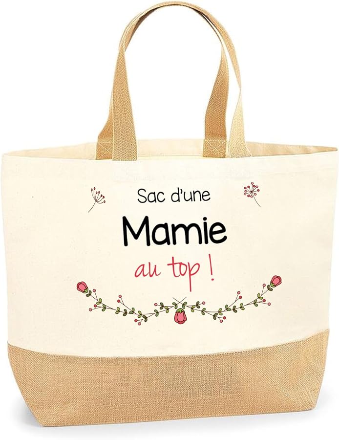 Mamie au top bag | Cotton and Jute Beach Shopping Bag Gift Idea for Women, beige