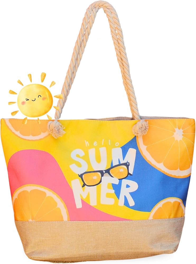 Women's Large Shoulder Bag Summer 2023 Shopper Bag Tote Medium Zipper Backpack Travel Pool, Original Gifts for Women, Beach, Holiday, Cotton and Rope Toiletry Bag
