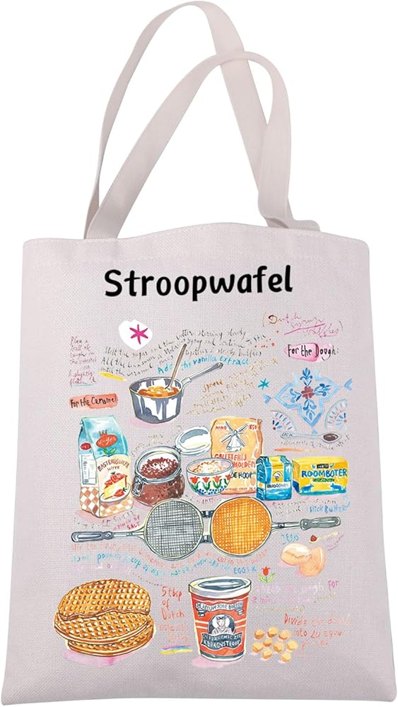 Stroopwafel Recipe Tote Bag Netherlands Food Lover Gift Dutch Pancake Shoulder Bag Foodie Inspired Gift Cooking Gift