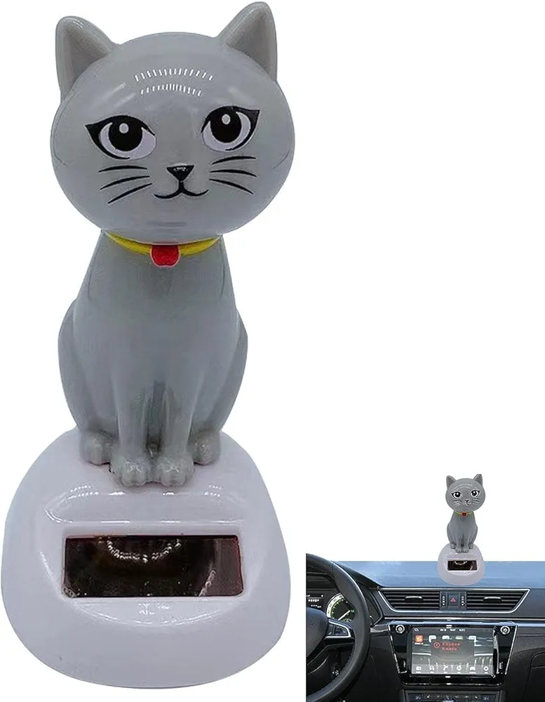 Cute Powered Dancing Cat Doll Figure - Swinging Solar Toy, Cat Figurine Statue Swinging Car Dashboard Decoration Ornaments Dancing Toy for Car Dashboard Office Home Desk Decor,Learning and Education