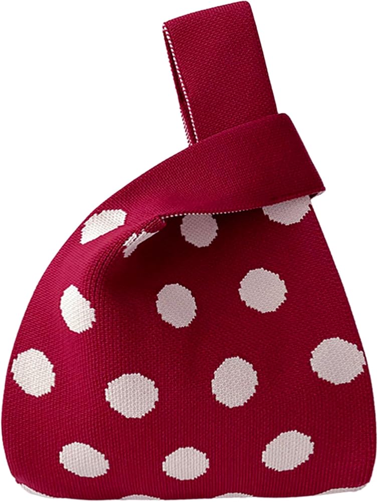 Women Handbags Knitted Knot Sleeve Bag Gift Bags Small Cute Portable Tote Bags Shoulder Bags with Polka Dot Pattern