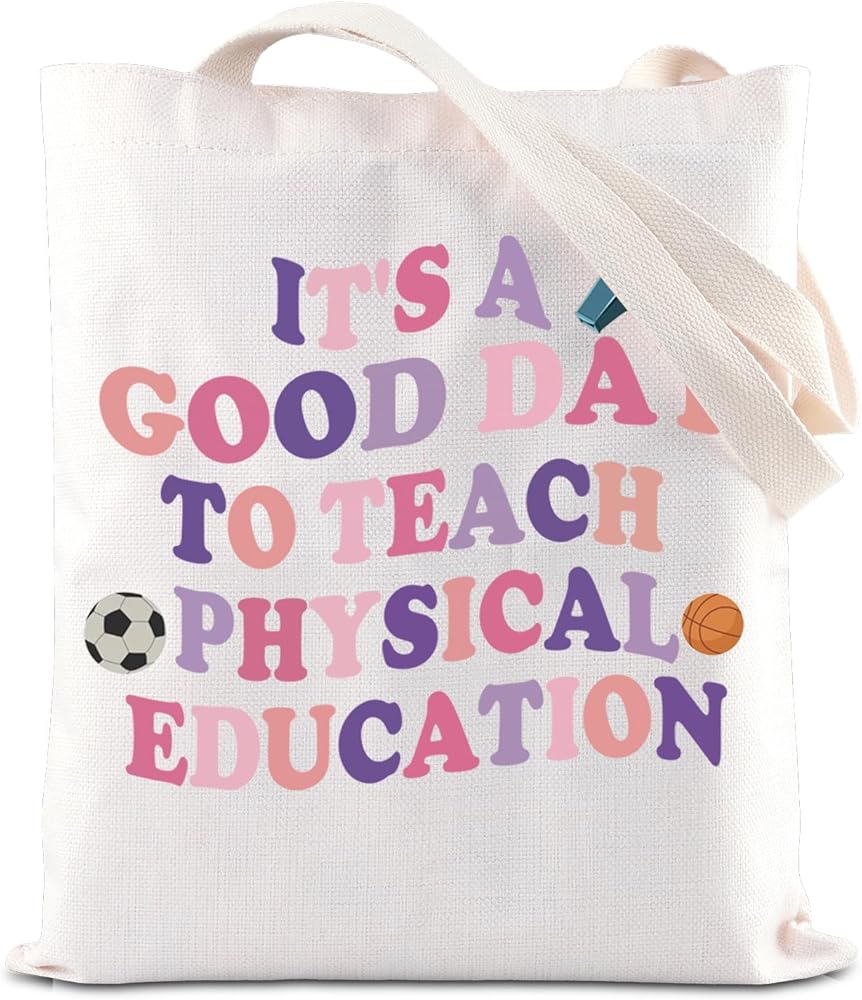 FOTAP Physical Education Gift PE Teacher Tote Bag PE Teacher Appreciation Gift Phys Ed Gifts Gym Teacher Gift Retirement Gift