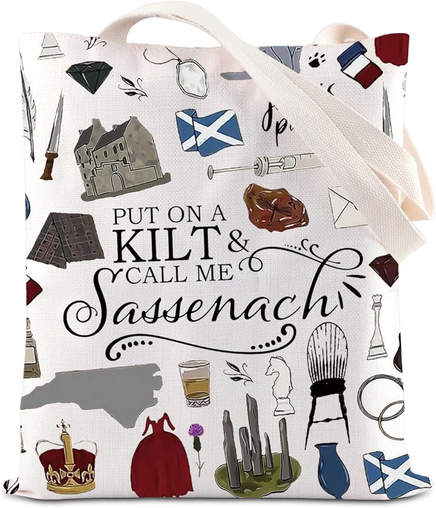 BAUNA TV Show Merchandise Tote Bag Sassenach Shoulder Bag Jamie Fraser Gift Claire Fraser Gift Dragonfly Gift Scottish Gift For Fans
