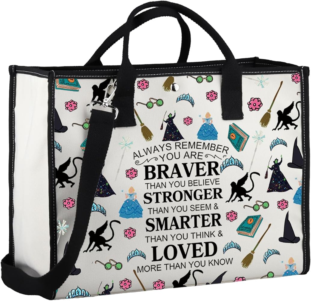 Wicked The Musical Gifts Wicked The Musical Tote Bag Elphaba and Glinda Shoulder Bag Broadway Musical Lover Gift