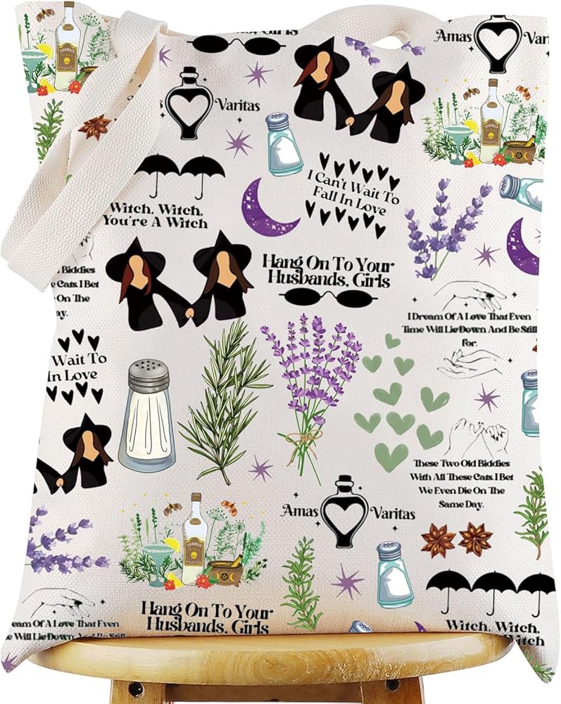 WZMPA Sisters Apothecary Tote Bag Magic Witches Gift Salt Rosemary Lavender Love Shoulder Bag Midnight Margaritas Merch