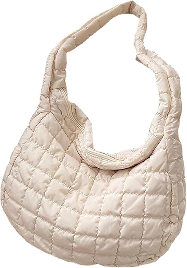 Large Puffer Tote Bag, Quilted Down Bags for Women Soft Space Totes Puffer Bag Lattice Crossbody for Autumn Winter