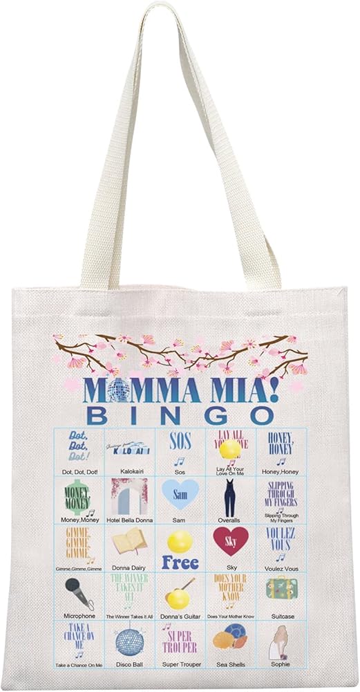 Mamma Musical Tote Bag Musical Theatre Lover Gift Dancing Queen Shoulder Bag Mamma Bingo Shoulder Bag