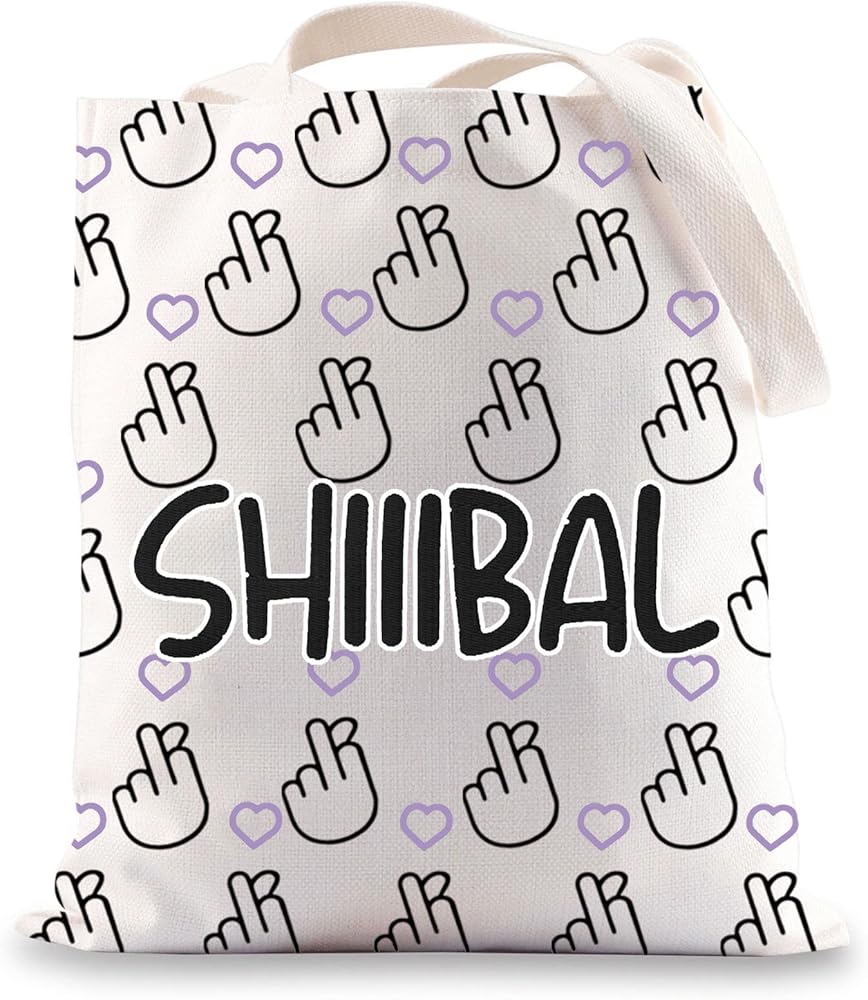 K Pop Army Tote Bag Shibal In Hangul Gifts Purple Korean Finger Heart Gifts I Purple You Gifts Agust Fans Tote Bag