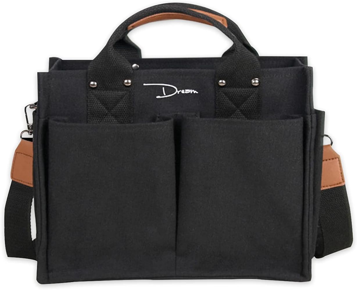 PORRASSO Women Shoulder Bag Casual Handbag Ladies Large Crossbody Bag Canvas Tote Bag for Travel Shopping Daily Use Black