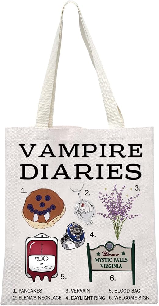 Vampire TV Show Inspired Gift TVD Mystic Falls Gift Vampire Party Supplies Bag TVD Tote Bag for Vampire Fans