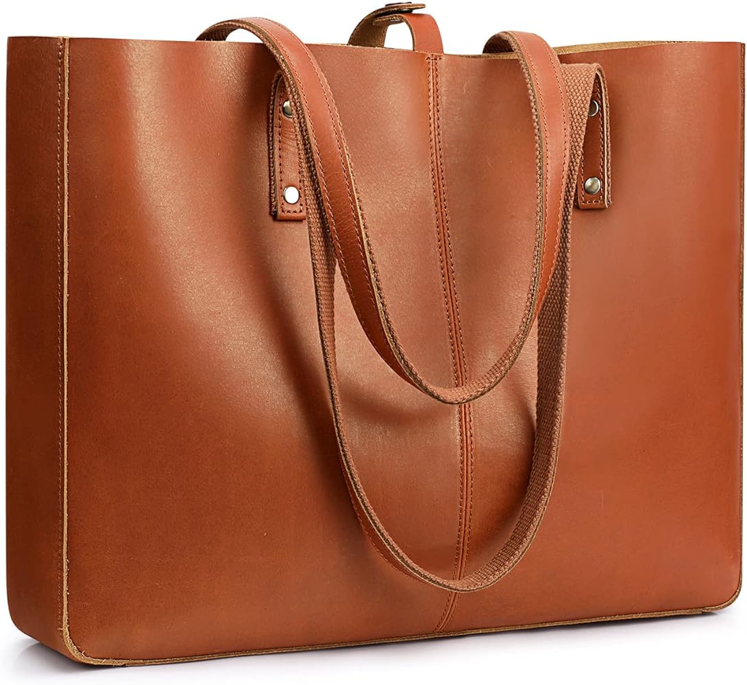 S-ZONE Genuine Leather Shoulder Tote Bag for Women Large Handbag Work Purse