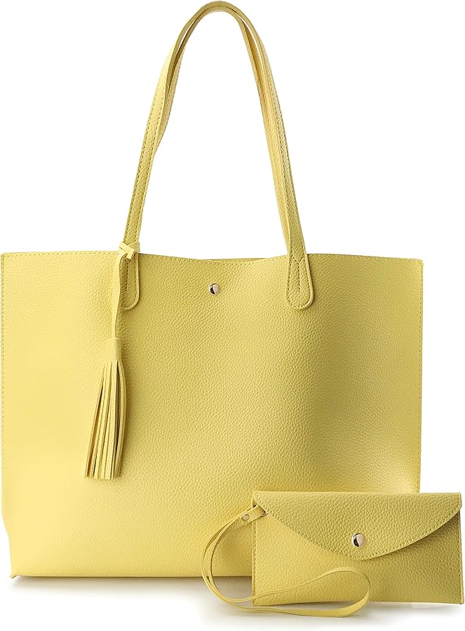 Minimalist Clean Cut Pebbled Faux Leather Tote Womens Shoulder Handbag