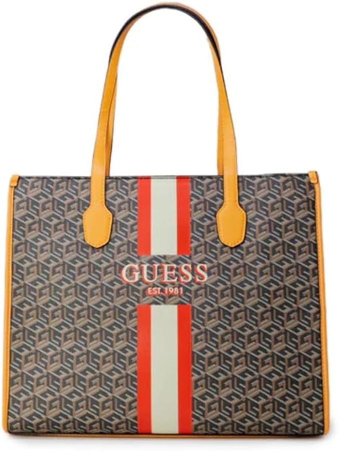 Guess Woman bag silvana girlfriend tote sc8665240, Black Logo / Cognac, Onesize