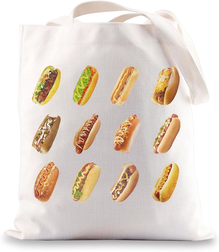 Hot Dog Tote Bag Hot Dog Lover Gifts Hot Dog Shoulder Bag Hot Dog BunLover Hot Dog Squad Gifts