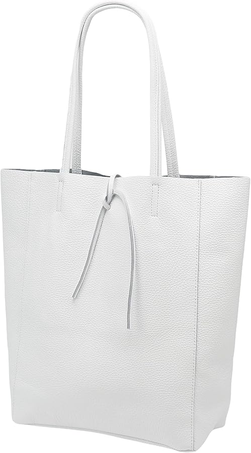 ® Kora G266 Women's Real Cowhide Leather Shopper with Inner Pocket in Various Colours 37 x 29 cm, White