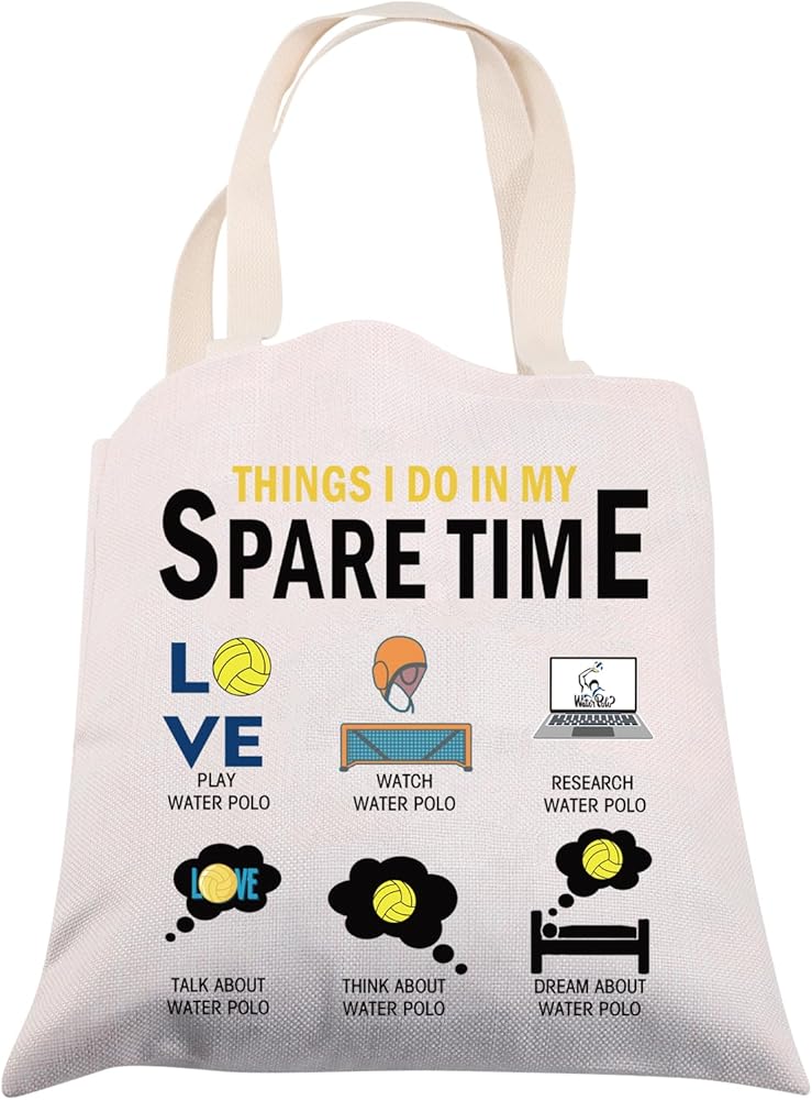 ENSIANTH Water Polo Tote Bag Water Polo Player Gifts Things I Do In My Spare Time Water Polo Gift for Water Polo Lover Canvas Tote Bag