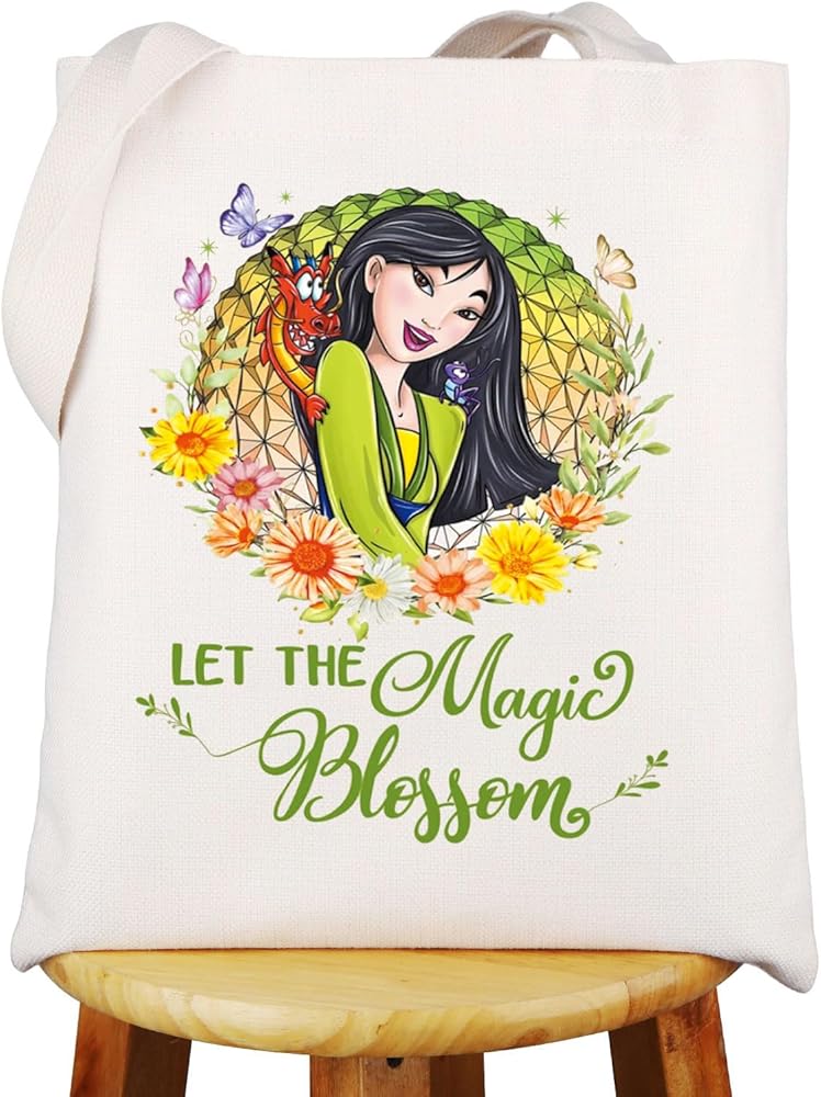 WZMPA Princess Mu Lan Tote Bag Mu Lan Fans Gift Let The Magic Blossom Mu Lan Shoulder Bag Mu Lan Merchandise (Blossom Mu Lan TG)
