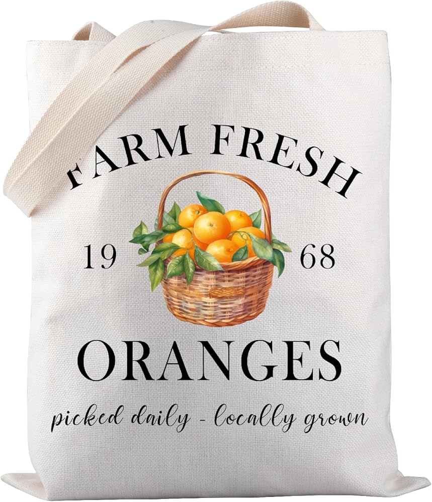 Orange Grown Tote Bag Farm Fresh Orange 1968 Picked Daily Locally Grown Tote Bag Orange Lover Gift