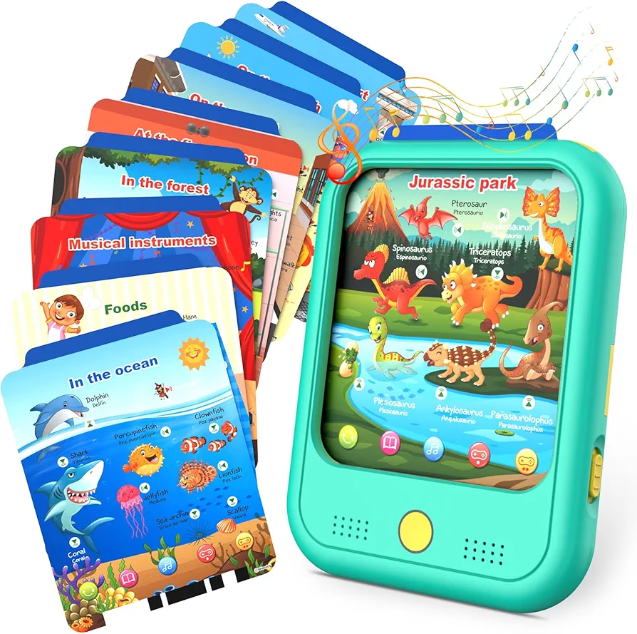 Kids Learning Tablet Educational Learning Pad to Learn Alphabets, Numbers, Foods, Time, Music, Talking Cards for Toddlers,Learning Educational Toy Kids Gifts