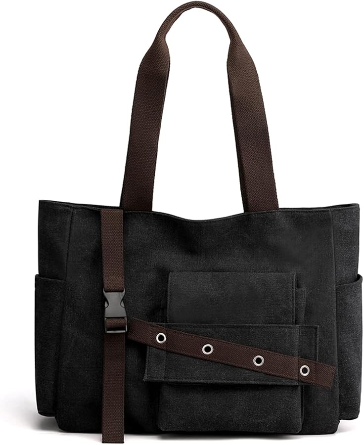 PORRASSO Women Tote Bag Canvas Shoulder Bag Ladies Large Handbag Shopping Travel