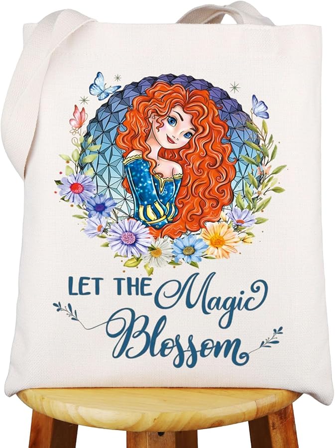 WZMPA Princess Merida Tote Bag Merida Fans Gift Let The Magic Blossom Merida Shoulder Bag Merida Merchandise (Blossom Merida TG)